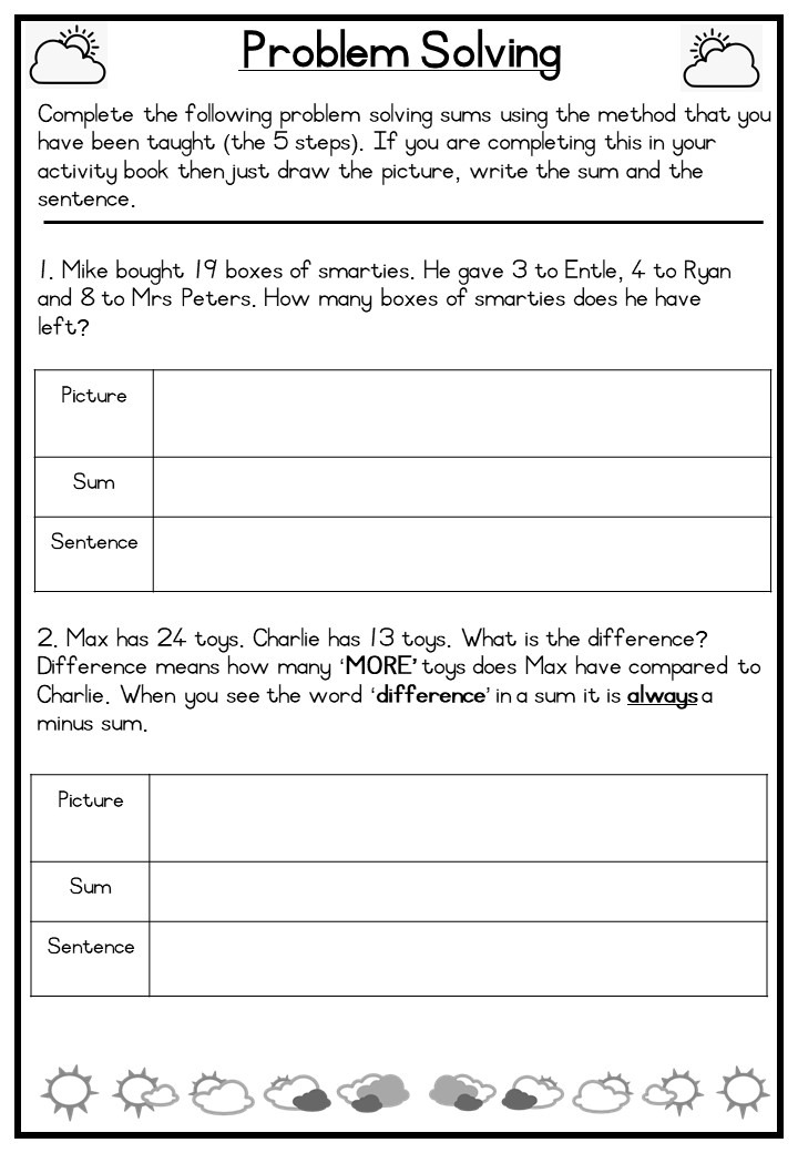 bps problem solving sheet